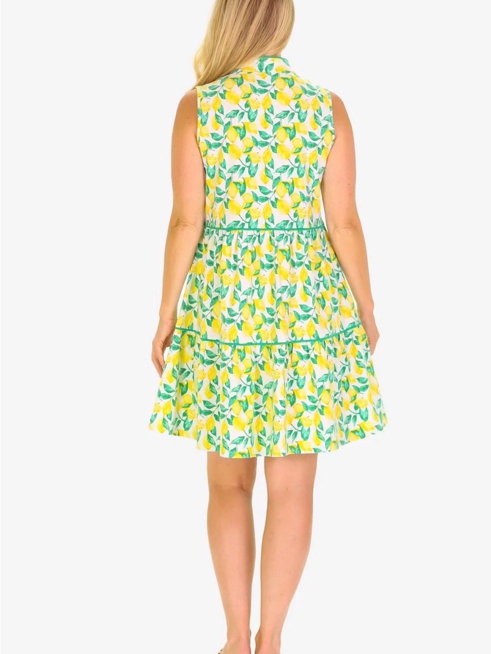 Duffield Lane Lemon Print Tiered Dress - Yellow & Green - Picture 5 of 16